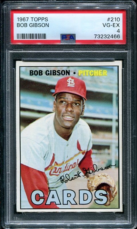 Authentic 1967 Topps #210 Bob Gibson PSA 4 Baseball Card