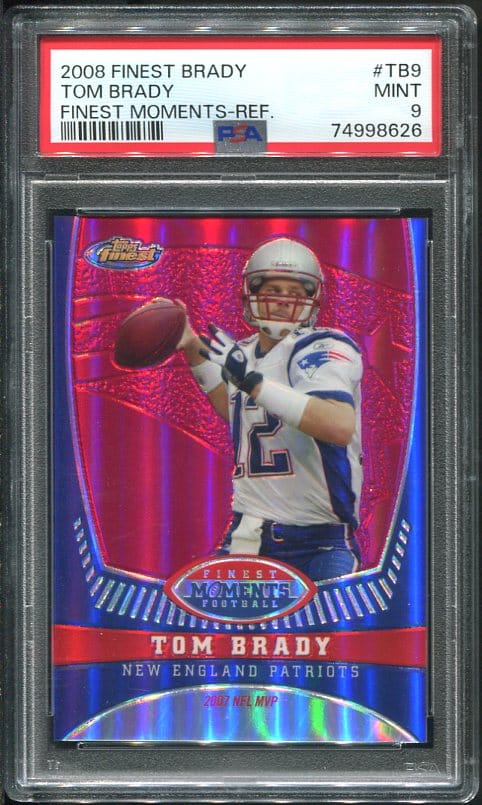 Authentic 2008 Finest Brady Moments #TB9 Tom Brady Refractor PSA 9 Football Card