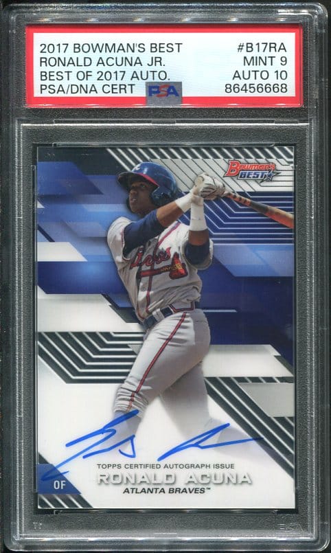 2017 Bowman's Best #B17RA Ronald Acuna, Jr Autographed Rookie Baseball Card