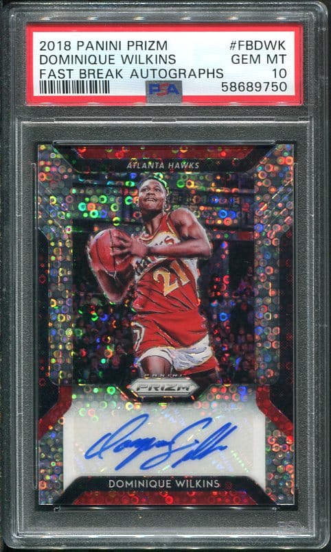 Authentic 2018 Panini Prizm Fast Break Autographs Dominique Wilkins PSA 10 Basketball Card