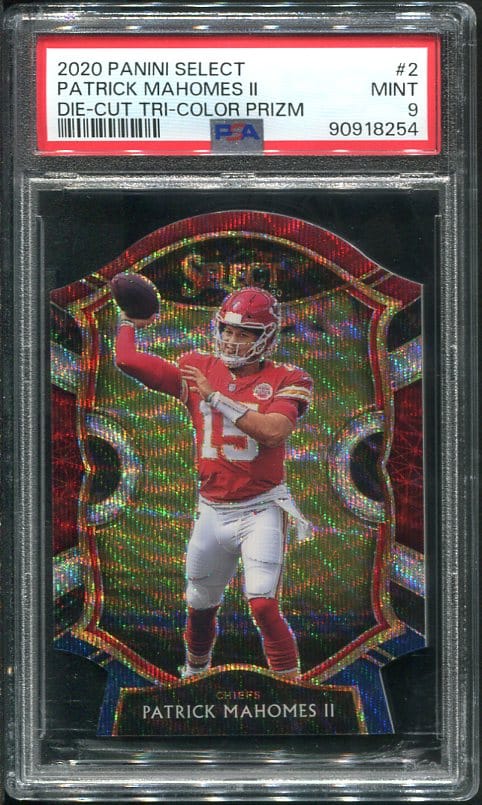 2020 Panini Select #2 Patrick Mahomes Tri-Color Die-Cut Prizm PSA 9 Football Card