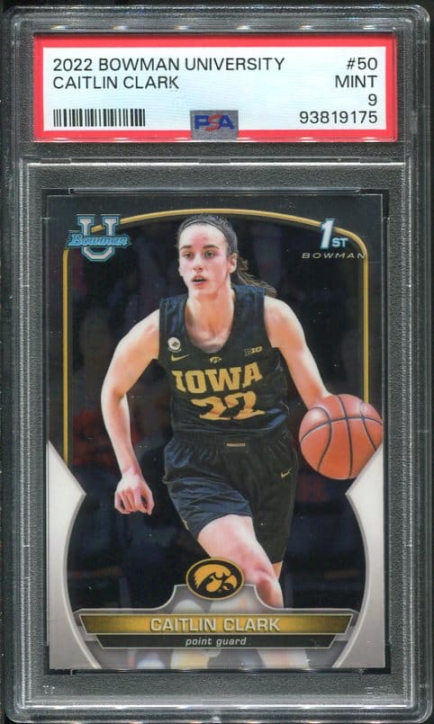 Authentic 2022 Bowman University #50 Caitlin Clark PSA 9 Rookie Basketball Card