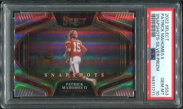 Authentic 2022 Select Snapshots #SS3 Patrick Mahomes Silver Prizm PSA 10 Football Card