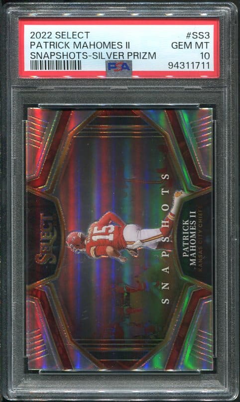 Authentic 2022 Select Snapshots #SS3 Patrick Mahomes Silver Prizm PSA 10 Football Card