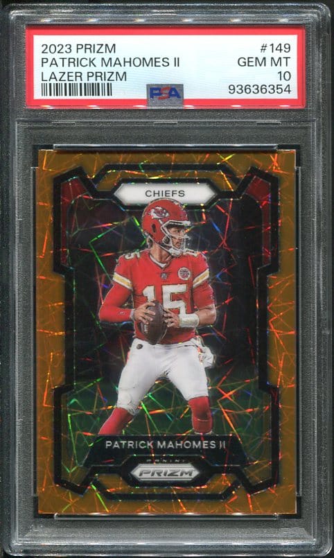 Authentic 2023 Panini Lazer Prizm #149 Patrick Mahomes PSA 10 Football Card