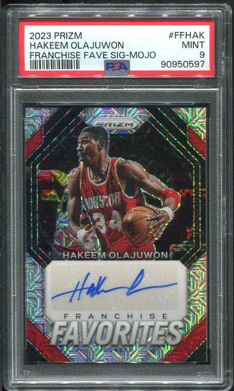 Authentic 2023 Prizm #FFHAK Hakeem Olajuwon Franchise Favorites PSA 9 Basketball Card