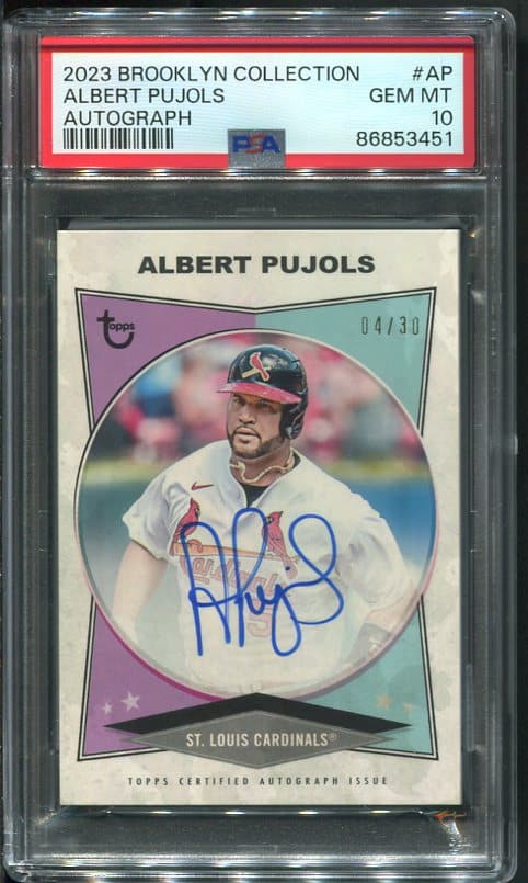 Authentic 2023 Brooklyn Collection Autograph Albert Pujols PSA 10 Baseball Card