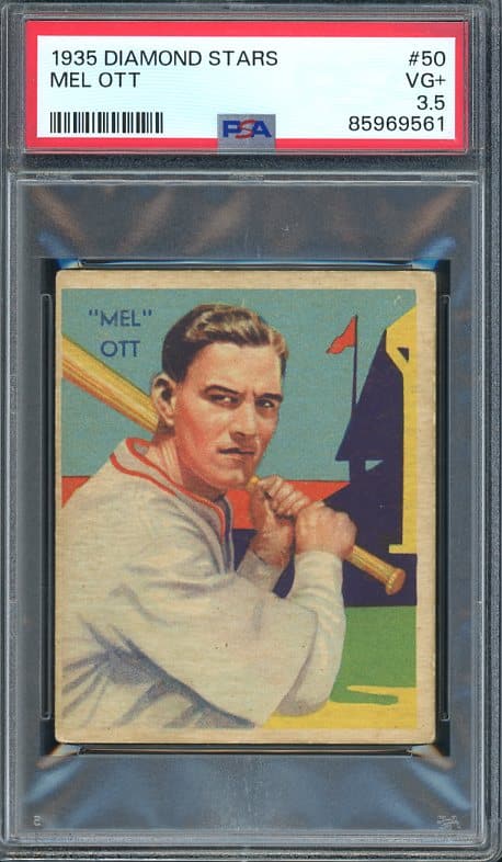 Authentic 1935 Diamond Stars #50 Mel Ott PSA 3.5 Vintage Baseball Card