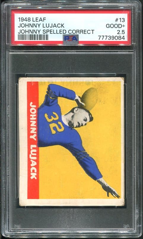 Authentic 1948 Leaf #13 Johnny Lujack PSA 2.5 Rookie Vintage Football Card