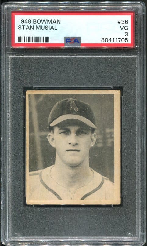 Authentic 1948 Bowman #36 Stan Musial PSA 3 Rookie Baseball Card