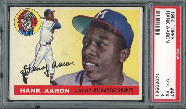 Authentic 1955 Topps #47 Hank Aaron PSA 4 Baseball Card