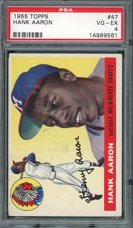 Authentic 1955 Topps #47 Hank Aaron PSA 4 Baseball Card