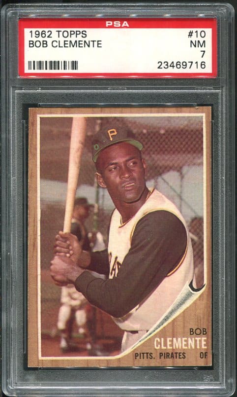 Authentic 1962 Topps #10 Roberto Clemente PSA 7 Baseball Card