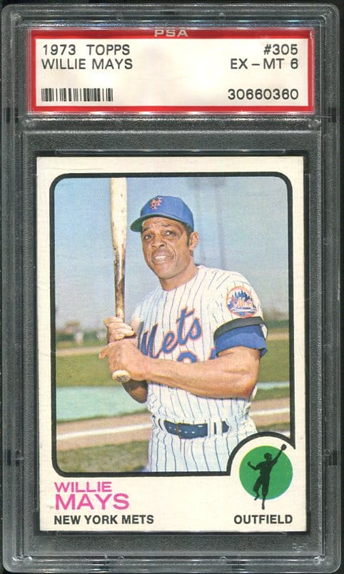 Authentic 1973 Topps #305 Willie Mays PSA 6 Baseball Card