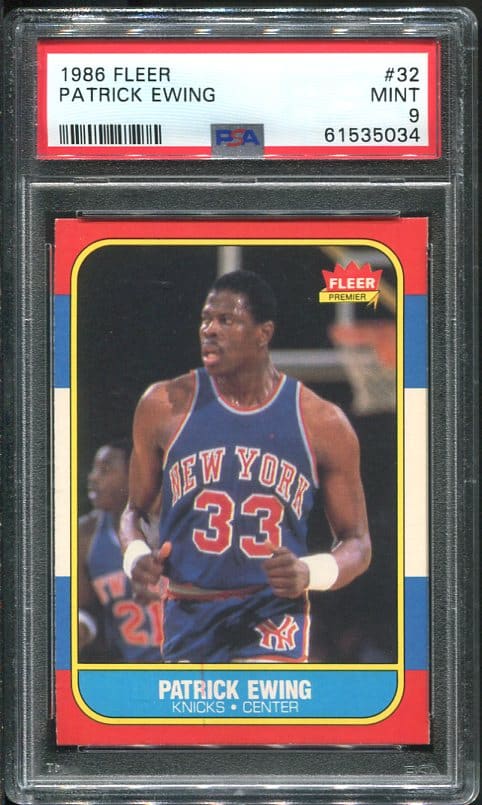 1986 Fleer #32 Patrick Ewing PSA 9 Rookie Basketball Card Grade