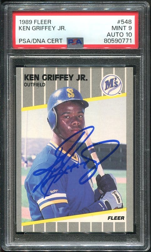 Autographed 1989 Fleer #548 Ken Griffey Jr Rookie Baseball Card