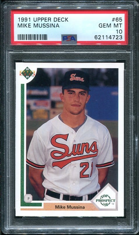 Authentic 1991 Upper Deck #65 Rookie Mike Mussina PSA 10 Baseball Card