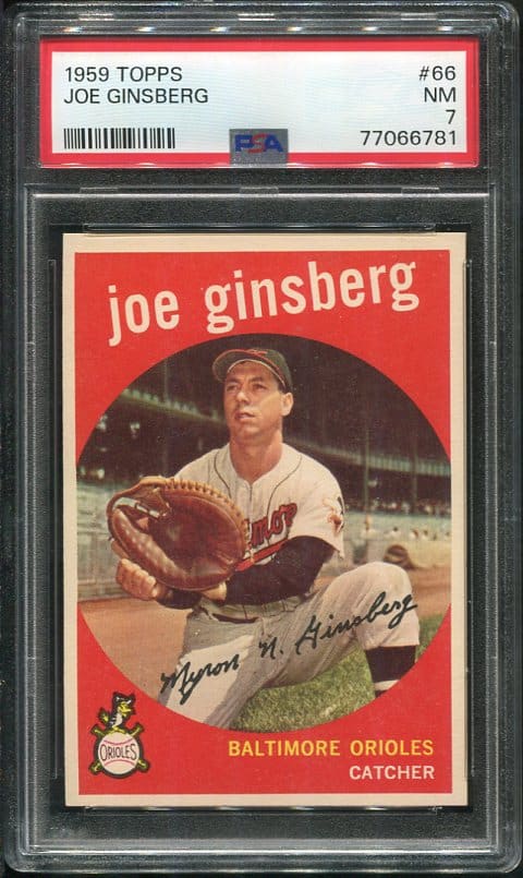 Authentic 1959 Topps #66 Joe Ginsberg PSA 7 Baseball Card