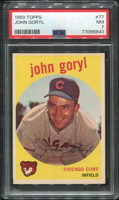 Authentic 1959 Topps #77 John Goryl PSA 7 Baseball Card