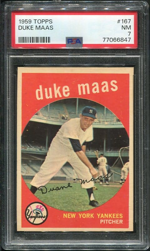 Authentic 1959 Topps #167 Duke Maas PSA 7 Baseball Card