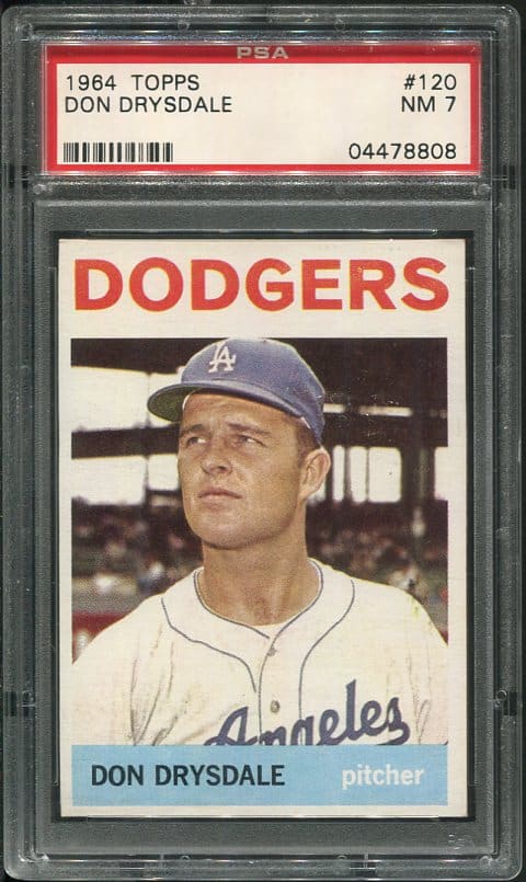 Authentic 1964 Topps #120 Don Drysdale PSA 7 Baseball Card