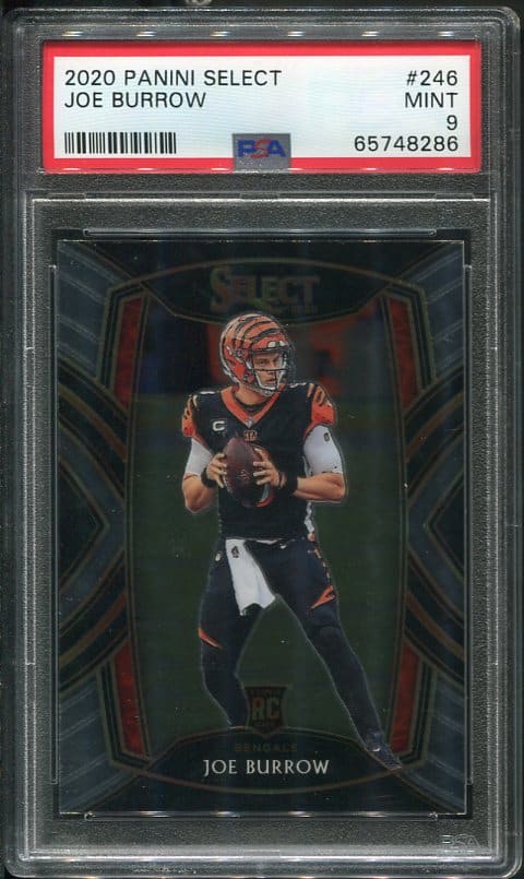 Authentic 2020 Panini Select #246 Joe Burrow PSA 9 Football Card