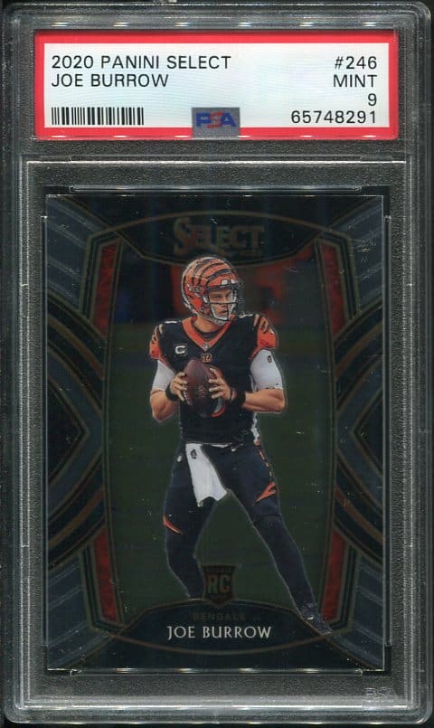 Authentic 2020 Panini Select #246 Joe Burrow PSA 9 Football Card