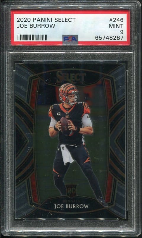 Authentic 2020 Panini Select #246 Joe Burrow PSA 9 Football Card