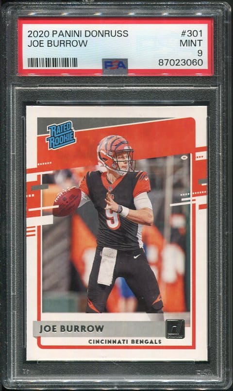 Authentic 2020 Panini Donruss #301 Joe Burrow PSA 9 Rookie Football Card