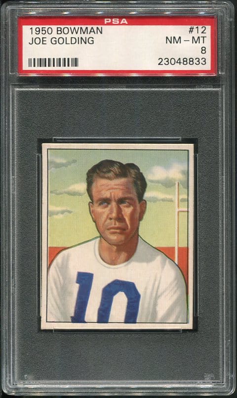 Authentic 1950 Bowman #12 Joe Golding PSA 8 Football Card