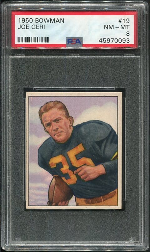 Authentic 1950 Bowman #19 Joe Geri PSA 8 Football Card