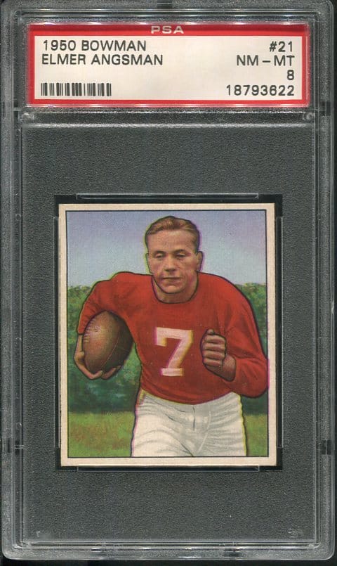 Authentic 1950 Bowman #21 Elmer Angsman PSA 8 Football Card