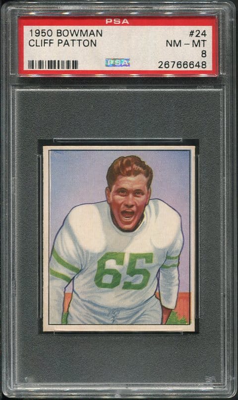 Authentic 1950 Bowman #24 Cliff Patton PSA 8 Football Card