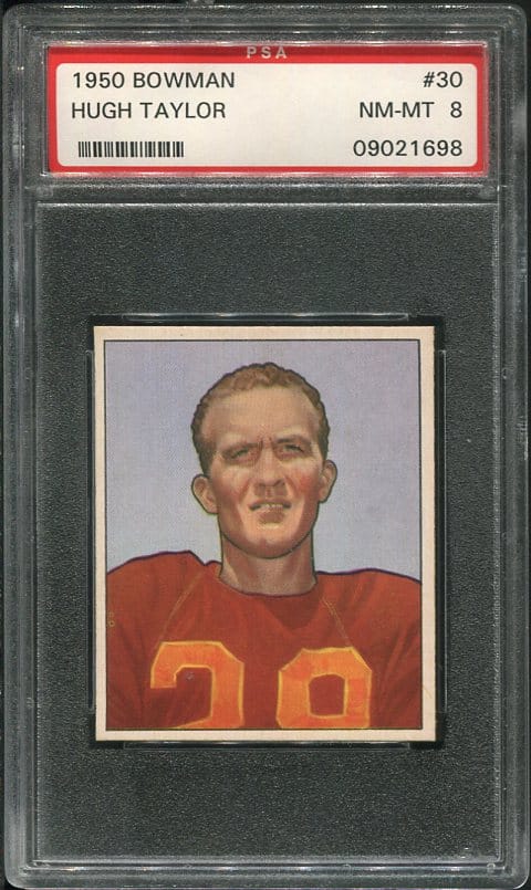 Authentic 1950 Bowman #30 Hugh Taylor PSA 8 Football Card