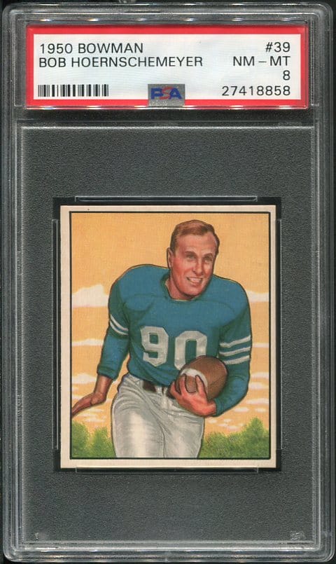 Authentic 1950 Bowman #39 Bob Hoernschemeyer PSA 8 Football Card