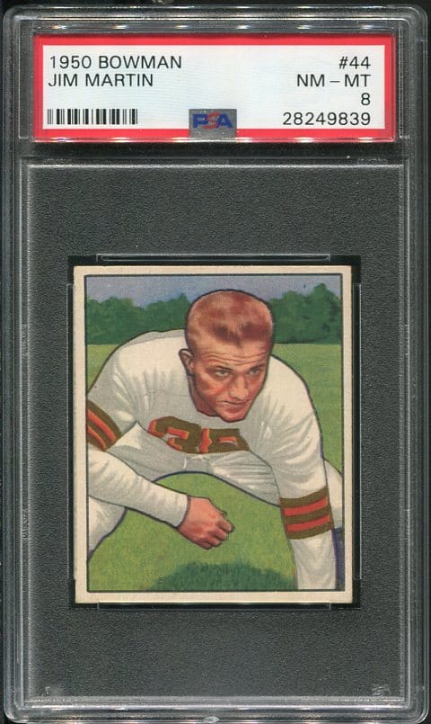 Authentic 1950 Bowman #44 Jim Martin PSA 8 Football Card