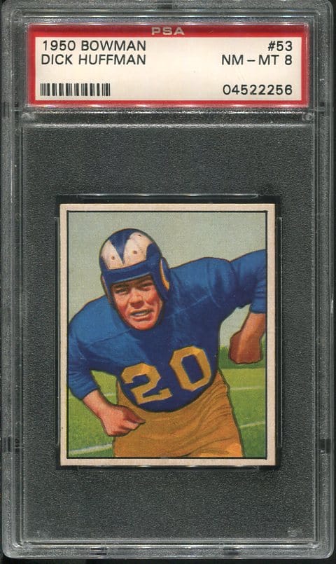 Authentic 1950 Bowman #53 Dick Huffman PSA 8 Football Card