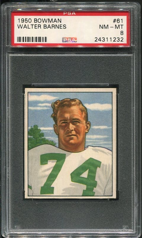 Authentic 1950 Bowman #61 Walter Barnes PSA 8 Football Card