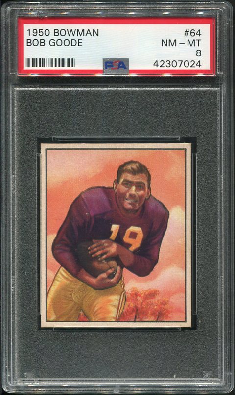 Authentic 1950 Bowman #64 Bob Goode PSA 8 Football Card