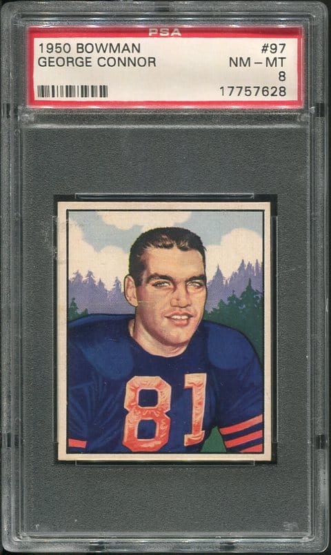 Authentic 1950 Bowman #97 George Connor PSA 8 Football Card