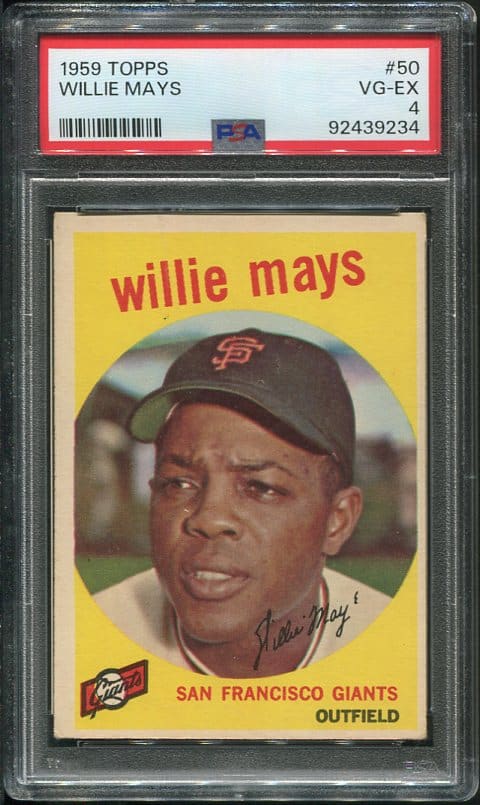 Authentic 1959 Topps #50 Willie Mays PSA 4 Baseball Card