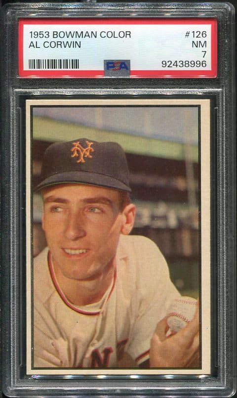 Authentic 1953 Bowman Color #126 Al Corwin PSA 7 Baseball Card