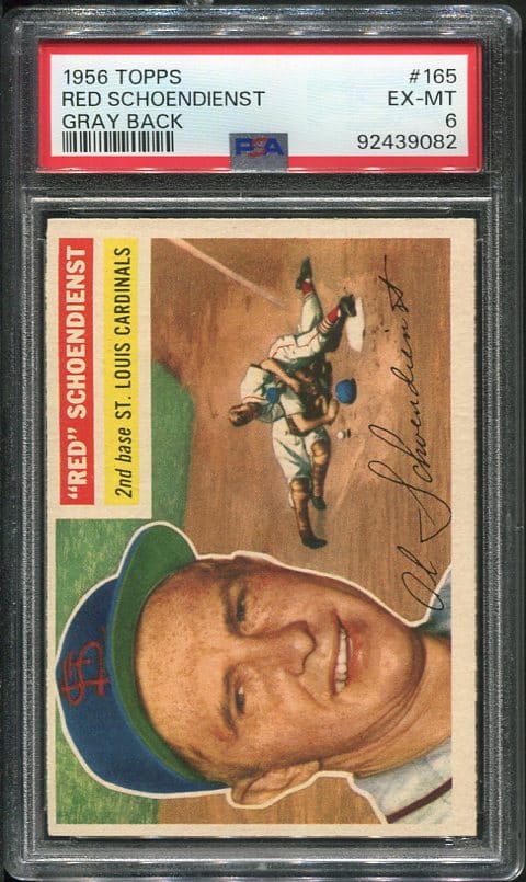 Authentic 1956 Topps #165 Red Schoendienst PSA 6 Baseball Card