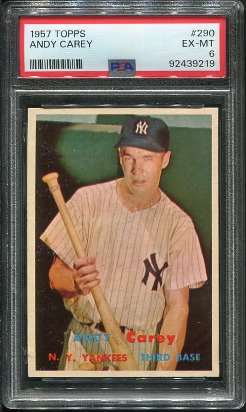 Authentic 1957 Topps #290 Andy Carey PSA 6 Baseball Card