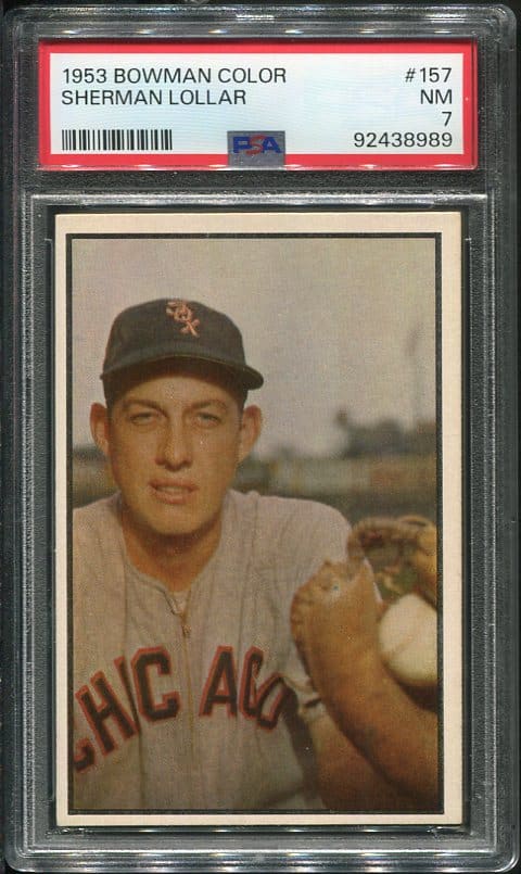 Authentic 1953 Bowman Color #157 Sherman Lollar PSA 7 Baseball Card