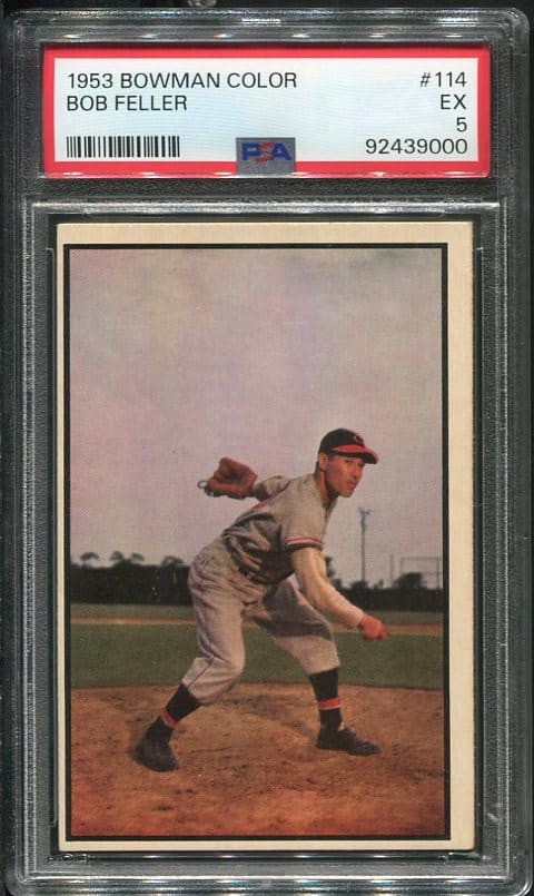 Authentic 1953 Bowman Color #14 Bob Feller PSA 5 Baseball Card