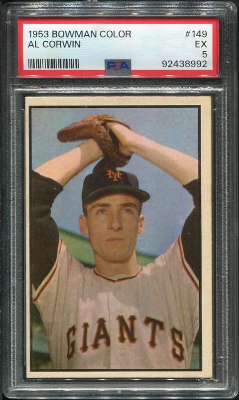 Authentic 1953 Bowman Color #149 Al Corwin PSA 5 Baseball Card