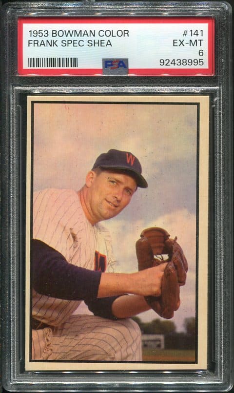 Authentic 1953 Bowman Color #141 Frank Spec Shea PSA 6 Baseball Card