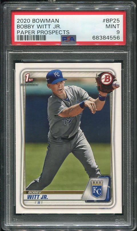 Authentic 2020 Bowman Prospects #BP25 Bobby Witt Jr Rookie PSA 9 Baseball Card