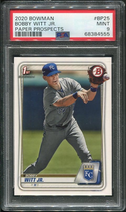 Authentic 2020 Bowman Prospects #BP25 Bobby Witt Jr Rookie PSA 9 Baseball Card